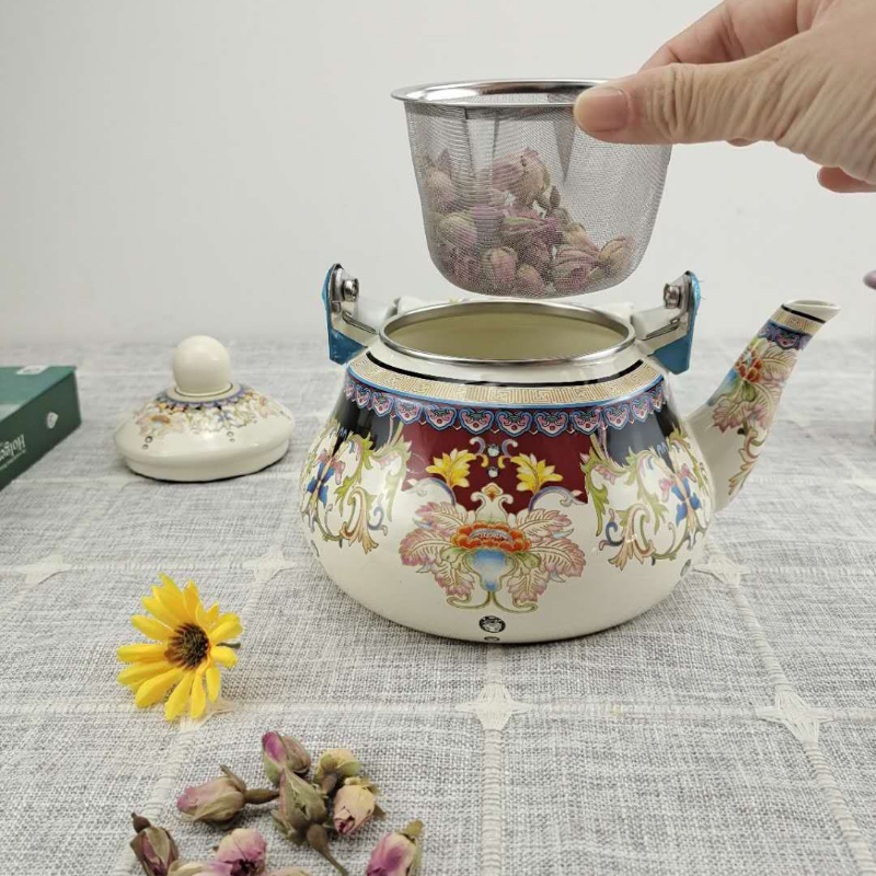 加厚搪瓷珐琅带漏烧水壶带滤网泡茶壶咖啡壶煮奶壶泡功夫茶果茶壶,厨房/烹饪用具,烧水壶,淘宝优惠券,粉丝福利购,淘宝优惠卷