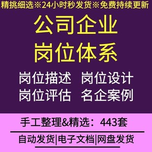 企业岗位体系各部门组织架构设计职务设计说明分析岗位评价资料