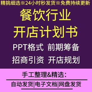 餐饮行业饭店没事餐厅小吃饭馆创业计划书PPT模板案例招商引资