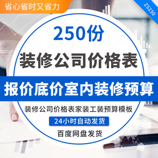 家装工装装修报价大全报价底价表室内房子材料装修预算三居室报价