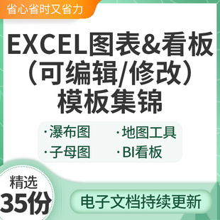 Excel图表模板看板BI岗位可视化KPI动态数据统计分析图表素材表格