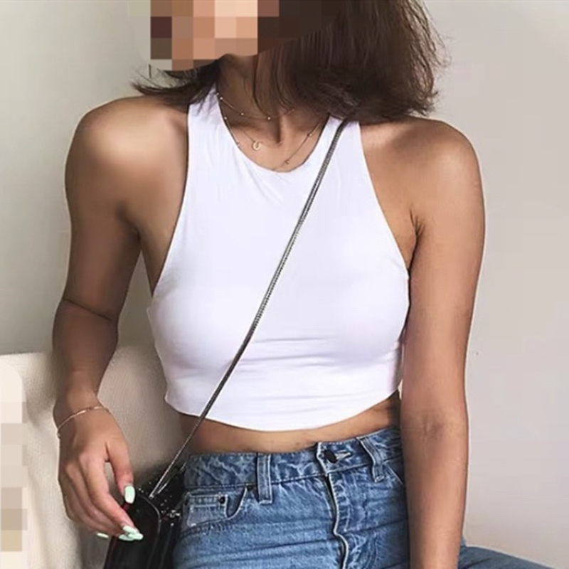 欧美复古街头潮款小背心工字修身显瘦高腰性感打底内搭露脐上衣女