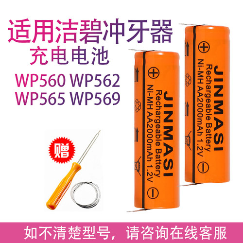 适用西门子洁碧waterpik冲牙器wp560 wp562 565 569 gs9配件电池