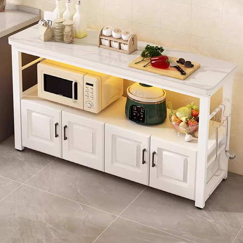 岩板厨房置物架微波炉烤箱碗柜收纳架多功能落地家用切菜桌操作台