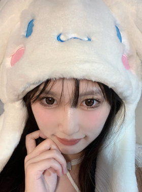 甜美可爱会动的耳朵帽子卡通头套