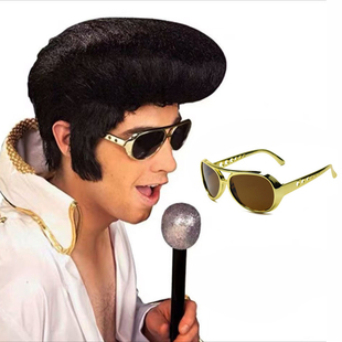 摇滚歌王猫王cos假发万圣节派对舞会假发男头套角色扮演头饰搞怪