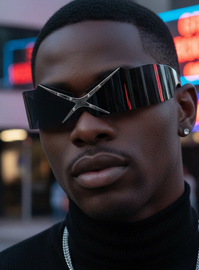 欧美搞怪个性前卫未来科技感墨镜