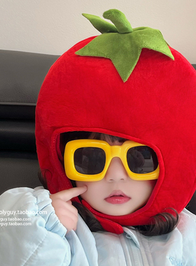 可爱搞怪西红柿头套帽子卡通ins水果头饰儿童拍照演出节日道具萌