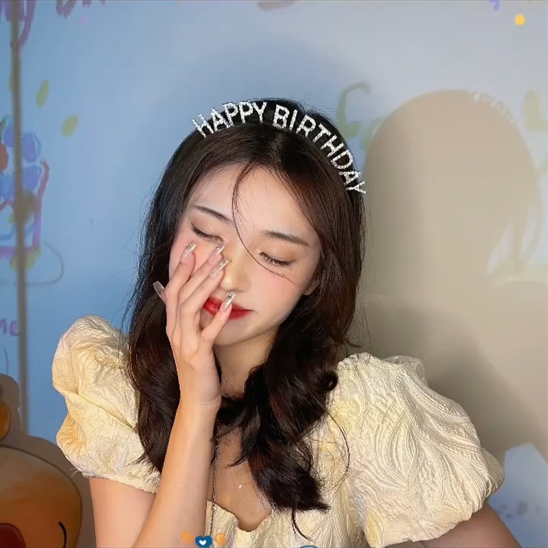 生日发箍happybirthday水钻发饰