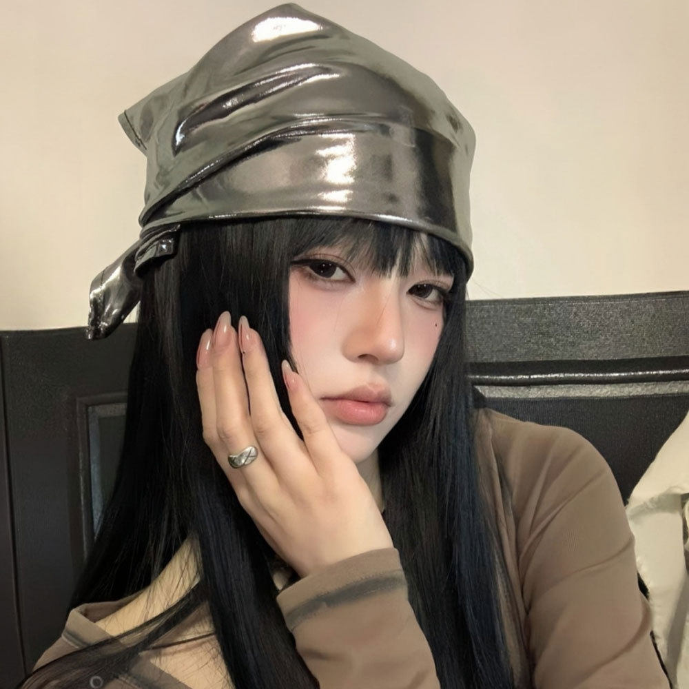 欧美街头辣妹银色包头巾复古高级感皮质三角巾嘻哈音乐节潮酷方巾,服饰配件/皮带/帽子/围巾,帽子,淘宝优惠券,粉丝福利购,淘宝优惠卷