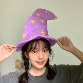 搞怪万圣节巫婆帽复古女巫师帽子魔法师魔术师COS装 扮表演出道具