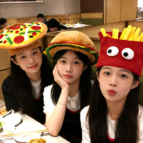 可爱搞怪汉堡包薯条头套帽子道具