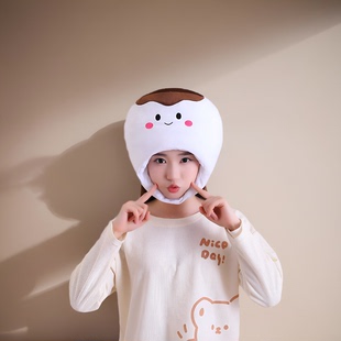 可爱卡通元 宵汤圆头套头饰新年食物沙雕奇葩派对拍照帽子搞怪 旦元