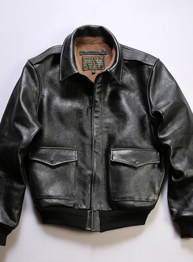 大逃亡 15149 复刻版A2飞行服真皮皮衣男树膏缩纹牛皮夹克