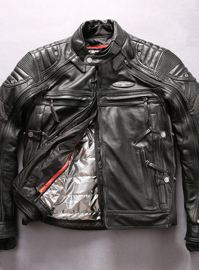 HARLEY ANGEL 真皮机车夹克  男 多功能可拆卸四件套皮衣 98095