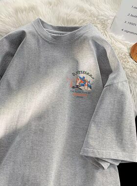 海外订单~外贸出口清仓潮牌港风纯棉短袖t恤男女夏季大码宽松上衣