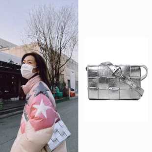 大表姐刘雯同款银色包包女2026韩系真皮休闲编织包金色单肩斜挎包