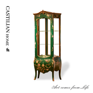 饰储物柜C2145 别墅豪宅客厅装 卡斯特兰法式 复古实木彩绘酒柜欧式