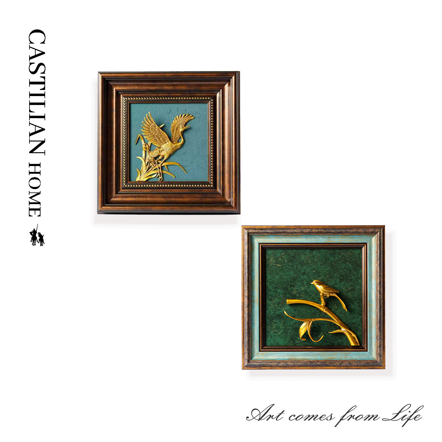 欧式轻奢美式复古铜版画摆件挂画