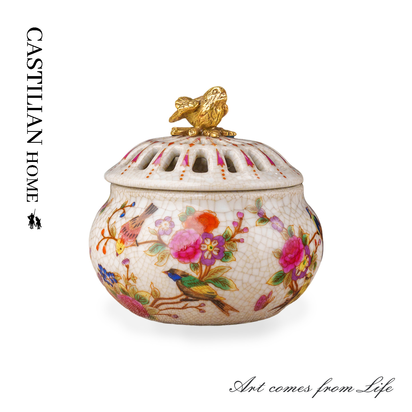 欧式陶瓷香炉宋代美学小摆件客厅玄关卧室家用高级感香熏炉C5709