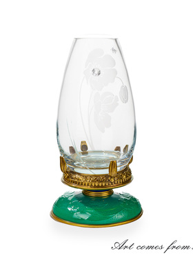 欧式奢华水晶玻璃花瓶客厅插花摆件艺术感墨绿花器装饰送礼C5612