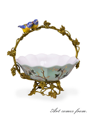 高档精致提篮果盘家用客厅茶几水果篮家居好物创意装饰摆件C5486