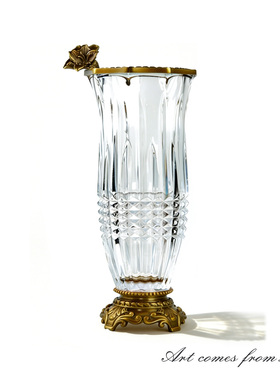 高档水晶玻璃花瓶摆件客厅透明水养插花轻奢高级感装饰花器C6090