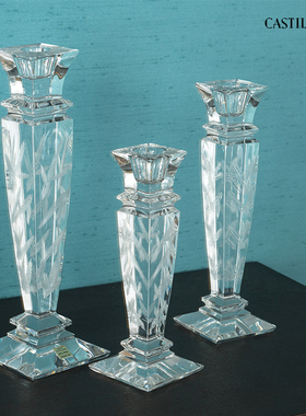 卡斯特兰美式透明水晶摆件烛台家居客厅摆设创意玄关饰品C1931