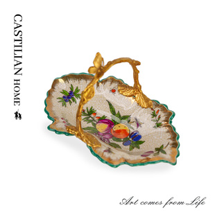 欧式轻奢小提篮果盘桌面收纳零食盘干果盘入户玄关钥匙收纳C6471