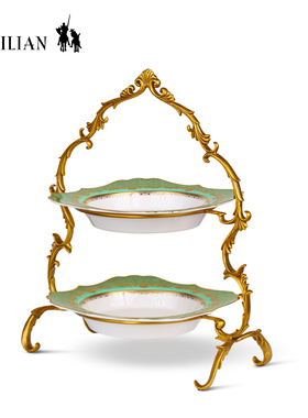 双层蛋糕点心碟法式轻奢高级感家用酒店精致下午茶歇水果盘C6574