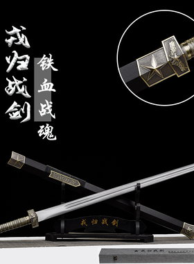 龙泉戎归战之剑汉剑一体龙骨花纹退伍纪念送战友定制礼品未开刃
