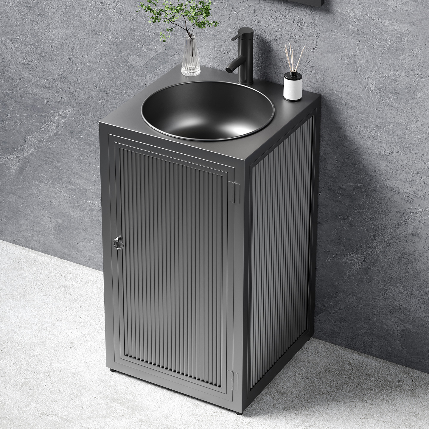 不锈钢材质立柱一体式洗手盆