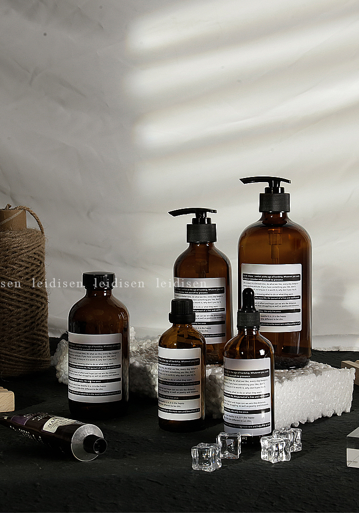 ins风卫浴展厅棕色分装瓶玻璃瓶