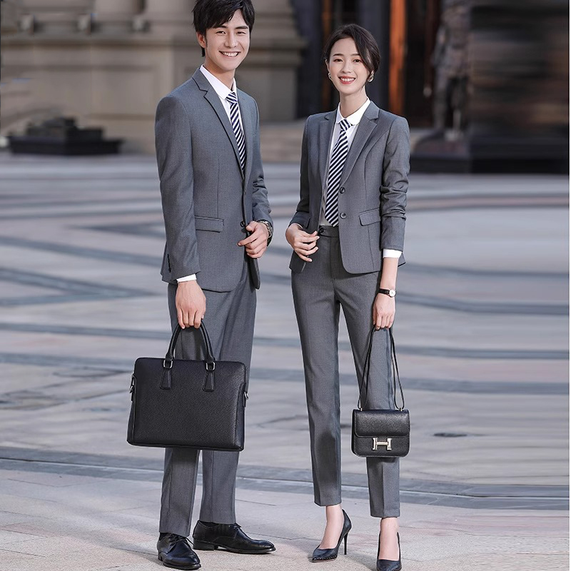 男女同款职业套装女公务员面试正装银行西装套装4S店售楼部工作服