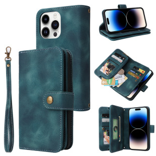 适用iPhone14 Pro磨砂多卡斜跨拉链手机套翻盖苹果14翻盖保护皮套