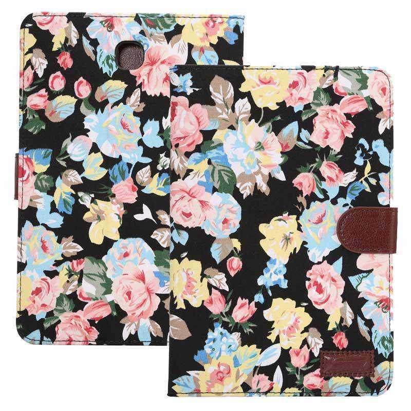 适用三星tab E T377平板保护套小碎花翻盖插卡T560 T280花布皮套
