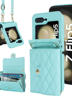 适用三星Z Flip45小香风背带斜跨风琴包手机壳翻盖支架Fold5后壳