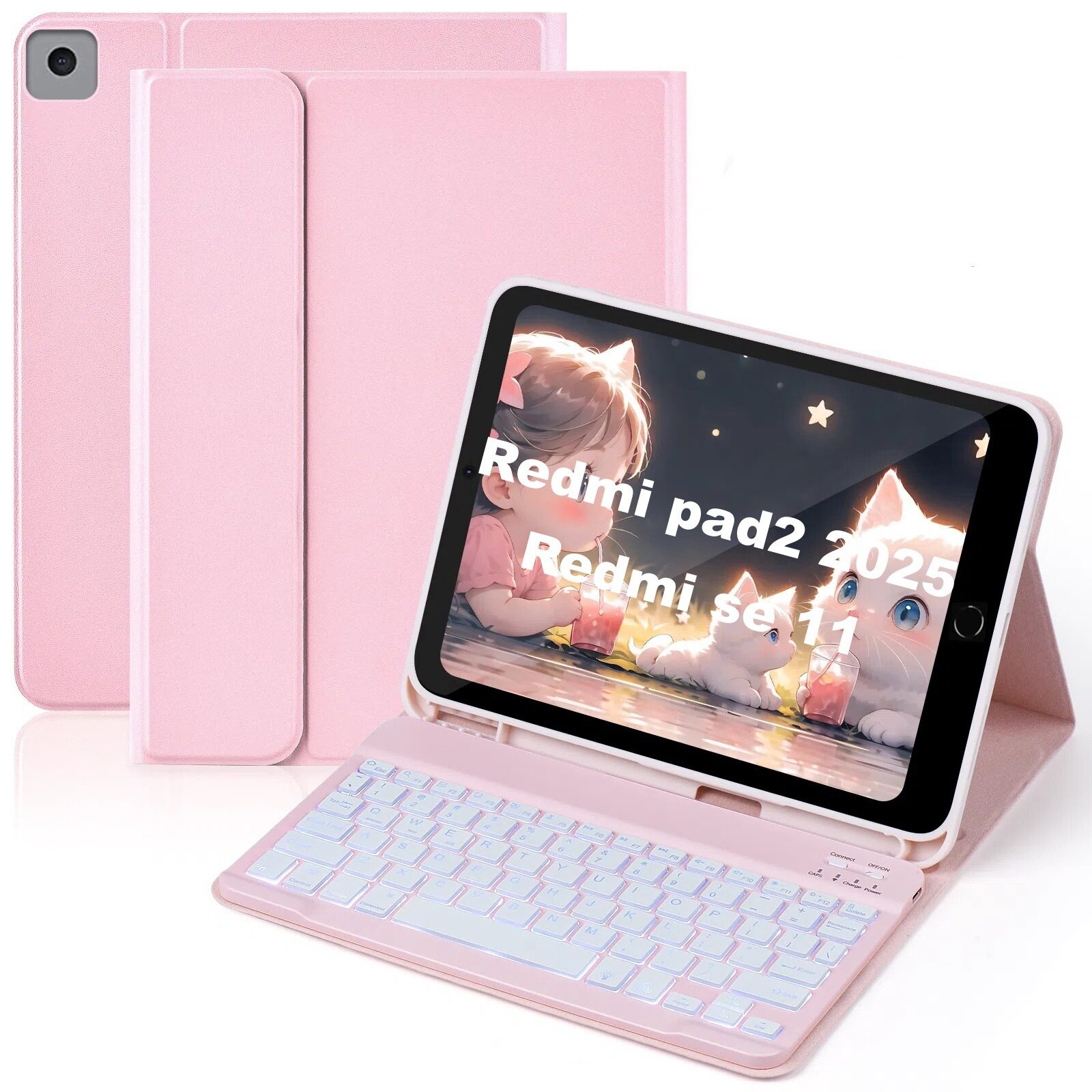 适用2025Redmi Pad2蓝牙键盘保护套红米SE11英寸背光下笔槽软皮套