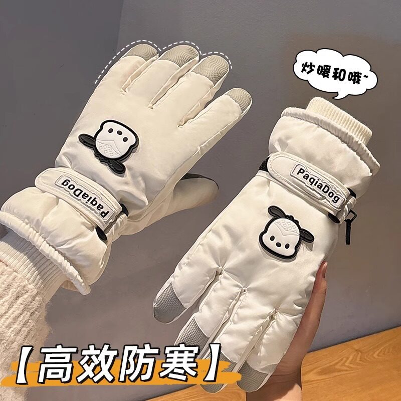 2025新款滑雪手套女士冬季骑行保暖加绒加厚防寒可爱学生棉手套男