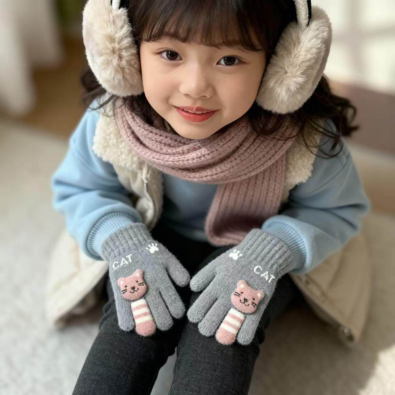 儿童手套4至7岁保暖手套冬季男童小女孩宝宝上幼儿园学生分指卡通