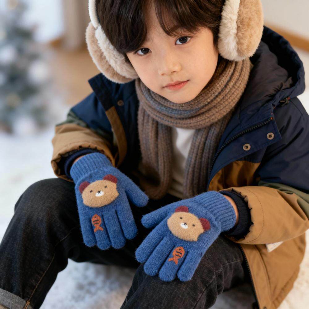 可爱儿童手套秋冬季防寒保暖加厚户外防冻幼儿园男女小孩五指手套