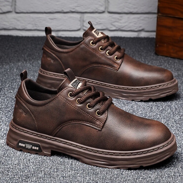 2025新款百搭棕色系带厚底德训鞋