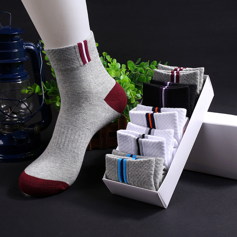 袜子男中筒秋冬季纯棉吸汗防臭中腰棉袜四季运动男士短袜低帮船袜