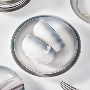 陶瓷碗家用10个装2026新款高颜值碗筷釉下彩碗具碗碟碗盘餐具套装