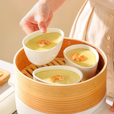 陶瓷带盖蒸碗蒸鸡蛋羹糕专用炖蛋碗婴儿宝宝辅食蒸蛋盅电饭煲饭碗
