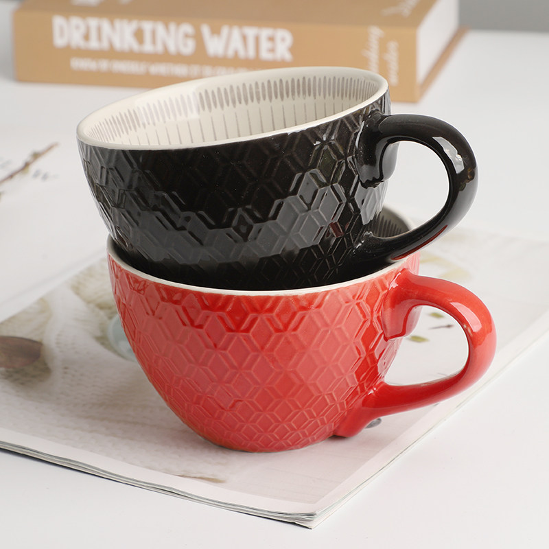 居佳家居 个性陶瓷马克杯家用汤杯 浮雕早餐杯麦片杯大容量咖啡杯,餐饮具,马克杯,淘宝优惠券,粉丝福利购,淘宝优惠卷