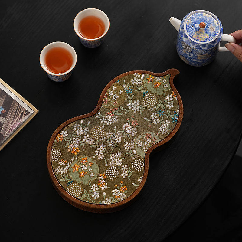 万花葫芦茶托盘织锦复古干泡台高端家用轻奢新中式小型干泡茶盘,餐饮具,茶托,淘宝优惠券,粉丝福利购,淘宝优惠卷