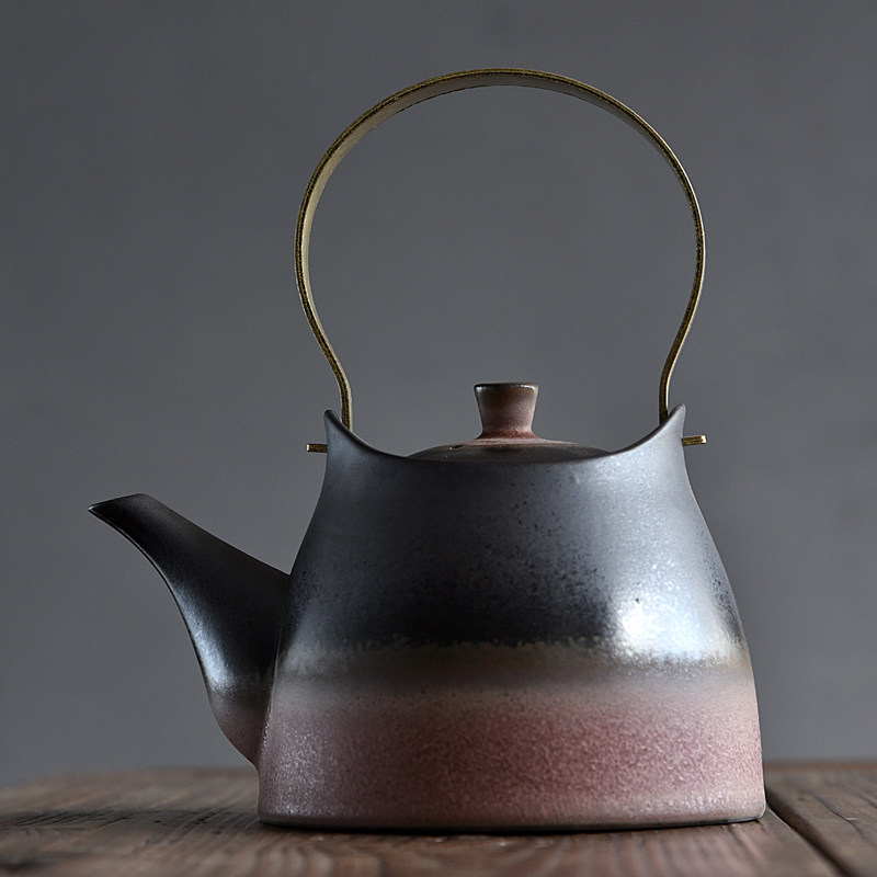 弘博臻品提梁茶壶陶瓷家用手工窑变喷釉小茶壶单壶功夫茶具侧把壶