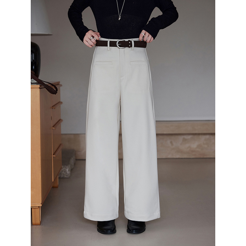 【小个子遮腹刚需九分裤】韩系通勤毛呢直筒休闲裤女秋n684c