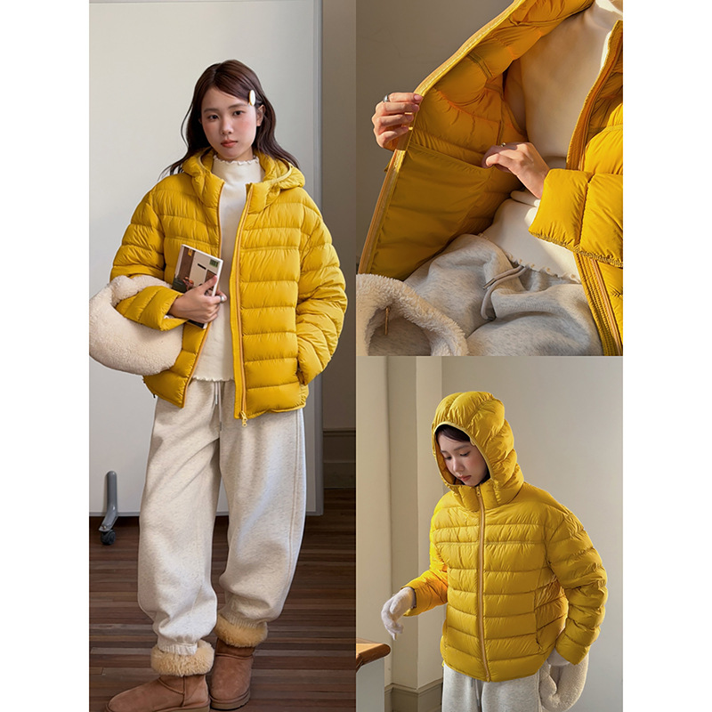 【软软轻绒】轻薄连帽排骨羽绒服女装2025冬季新款外套w820c